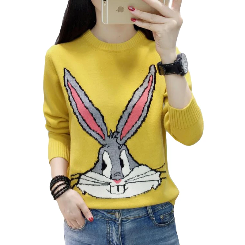 Осенне-зимний Высококачественный новый свитер с заячьими ушками для женщин