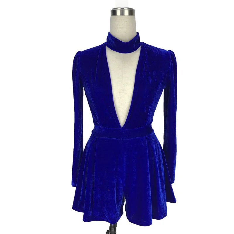 Royal Blue Комбинезоны с длинными рукавами для женщин новые осенние зимние комбинезоны красные синие элегантные Спецодежда Женский комбинезон macacao наряд на день рождения - Цвет: Royal Blue