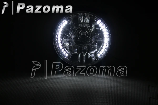Черная галогенная фара PAZOMA круглая 7 дюймов с белым светодиодным сигналом