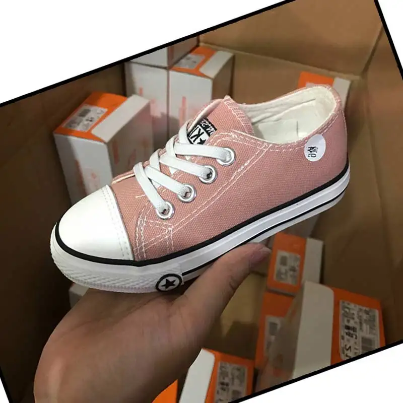 pink Детская теннисная обувь; коллекция года; однотонная дышащая парусиновая повседневная обувь для мальчиков и девочек; Детские кроссовки; спортивная обувь; tmallfs - Цвет: pink