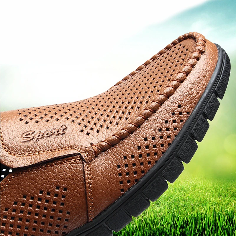 Туфли мужские из натуральной кожи дышащие повседневные с вырезами мягкой