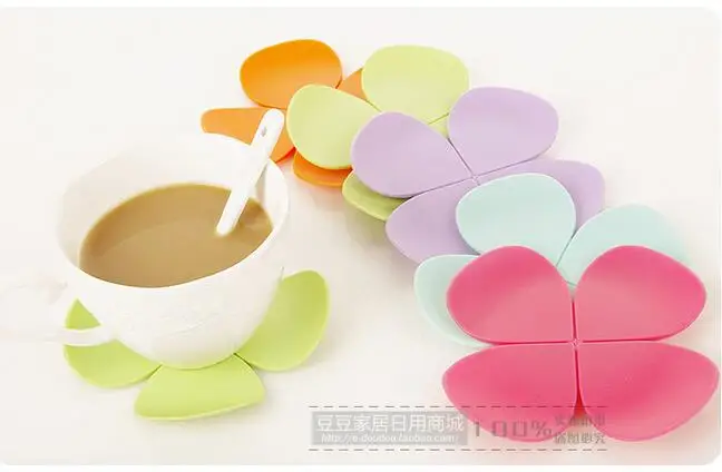 

Creative cup mat craft, stereo flower-shaped silicone cup coaster anti-scalding coffee pad Clover slip insulation table mat