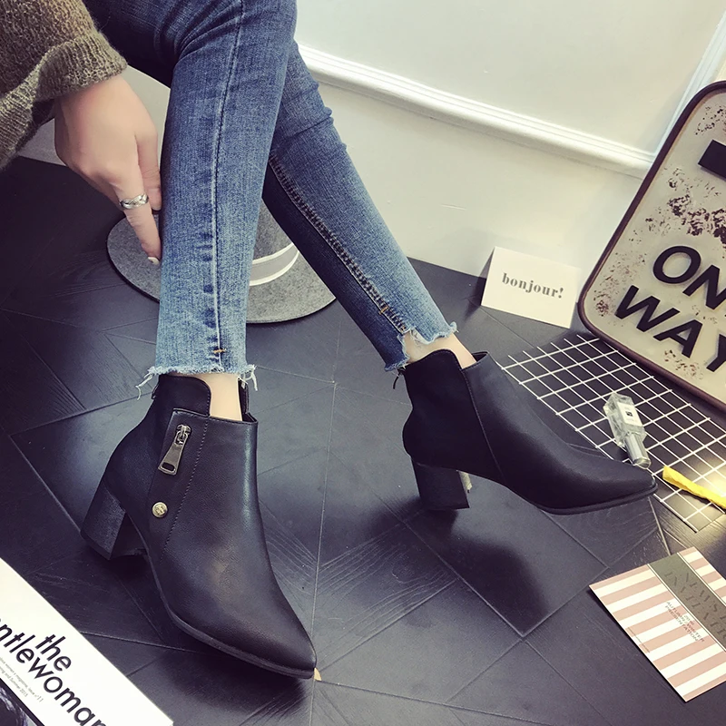 Новинка Красивые женские туфли оксфорды Офисные непромокаемые сапоги на высоком