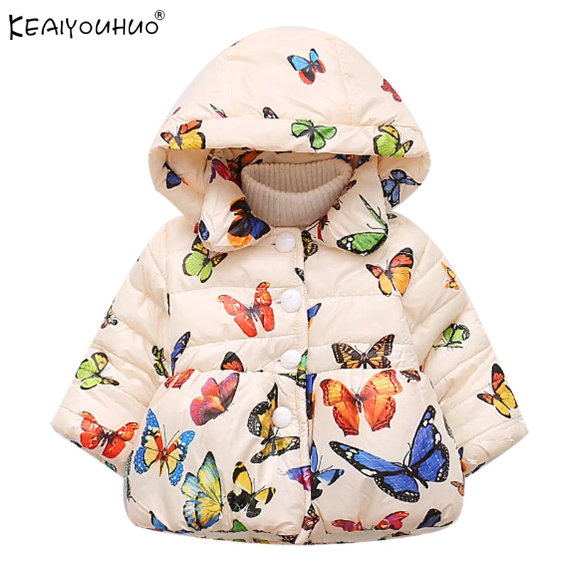 KEAIYOUHUO/пальто для девочек; куртки; От 1 до 4 лет одежда с длинными рукавами для девочек; Детские Зимние теплые пальто для девочек; Верхняя одежда для детей