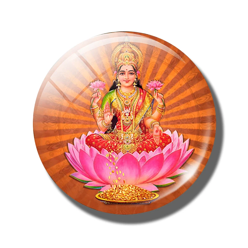 Lakshmi золото 30 мм магнит на холодильник Шива амулет Индия богиня богатства стекло купол магнитные наклейки на холодильник украшение дома - Цвет: PACK OF 1