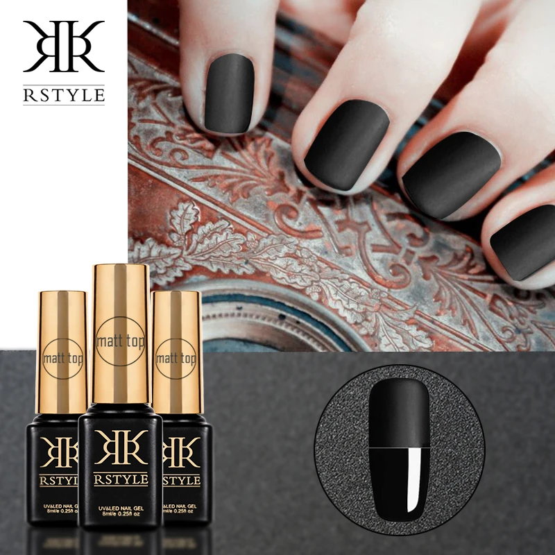 Лак для ногтей rstyle 8 мл матовый гель черная бутылка верхнее покрытие Гель лак УФ LED