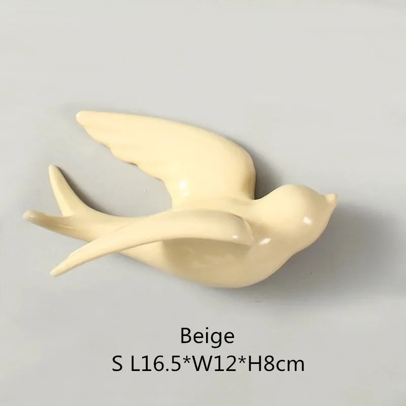 Beige S NOOLIM керамические 3D смолы настенные Висячие птицы украшения домашнего интерьера ТВ фон настенные украшения Имитация ремесла птица - Цвет: Beige S