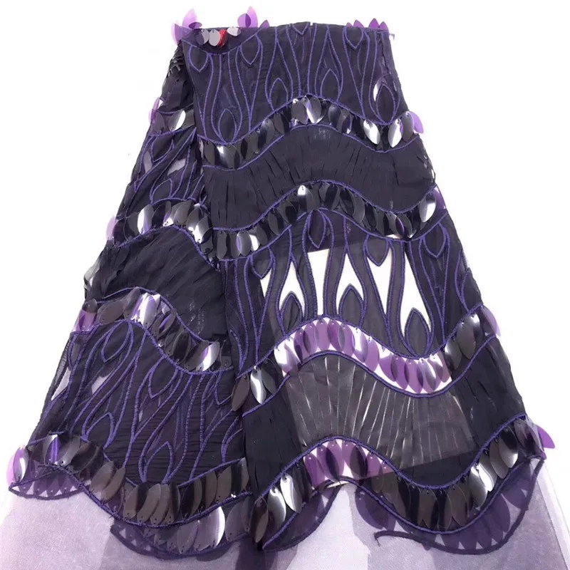 

african lace fabric with sequins 450*135CM 2019 hot 3d sequin fabric high quality tulle sequins lace fabric for evening dresses