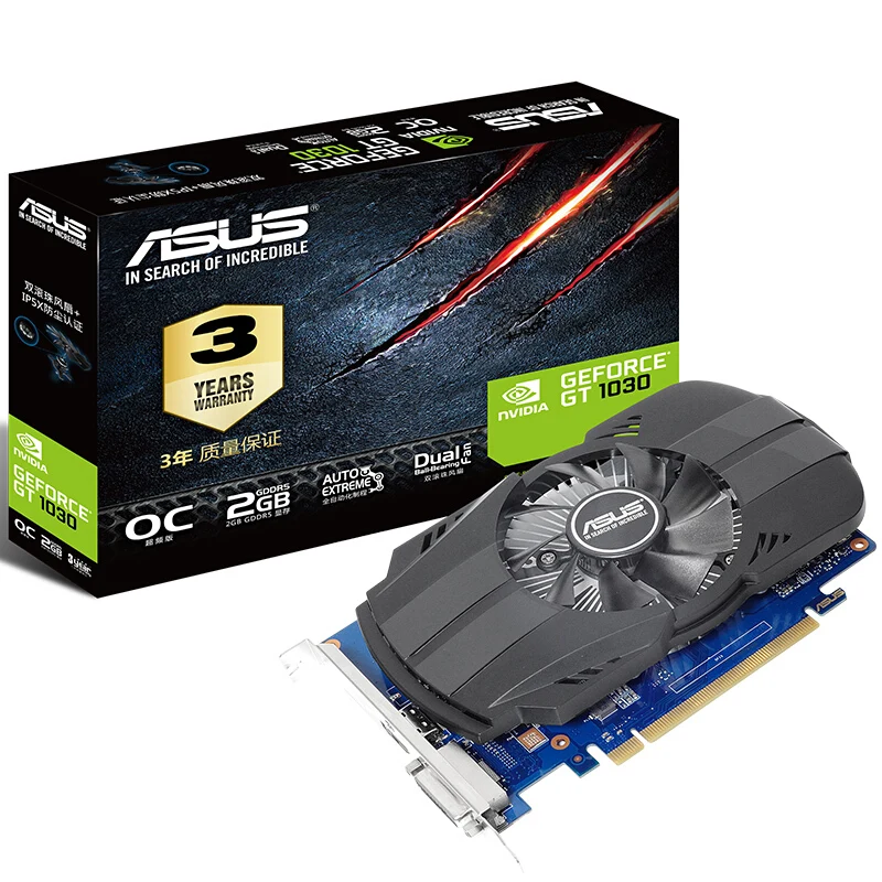 Видеокарты Asus PH-GT1030-O2G 2 ГБ GDDR5 VGA DVI HIDMI D-sud PH-GTX1030-O2G