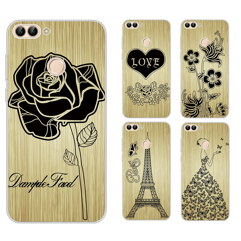 UTOPER For Huawei P Smart Case Silicone Nova Lite Fashion Flower Cover Enjoy 7S Funda |