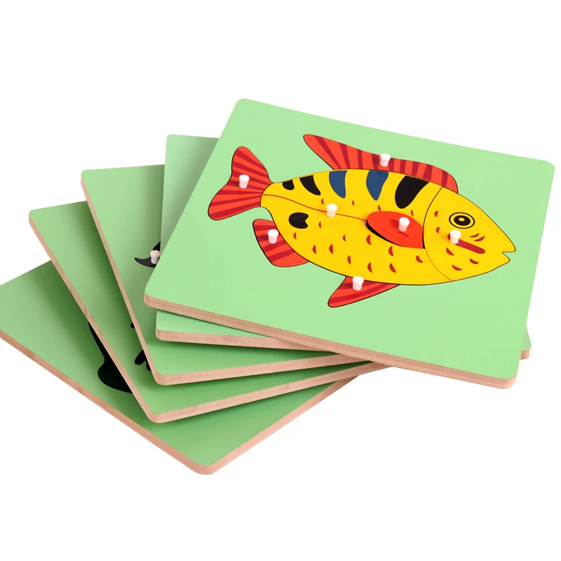

Wooden Toys Puzzle Blocks Montessori Animal Puzzle Educational Early Learning Toys For Children Juguetes Brinquedos ME1144H