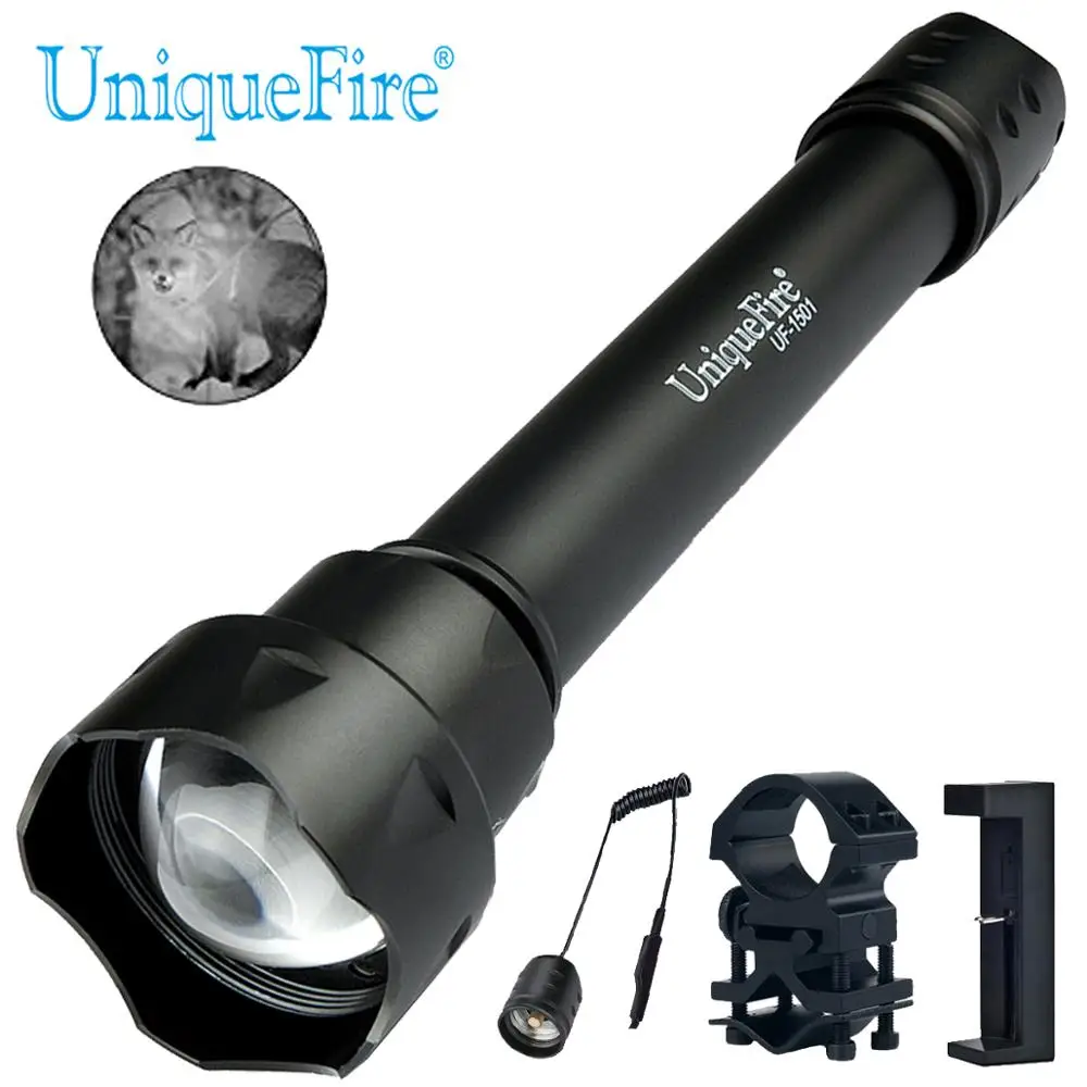 Охотничий фонарик UniqueFire 3 режима UF 1501 IR 850nm светодиодный инфракрасный фонарь 38 мм