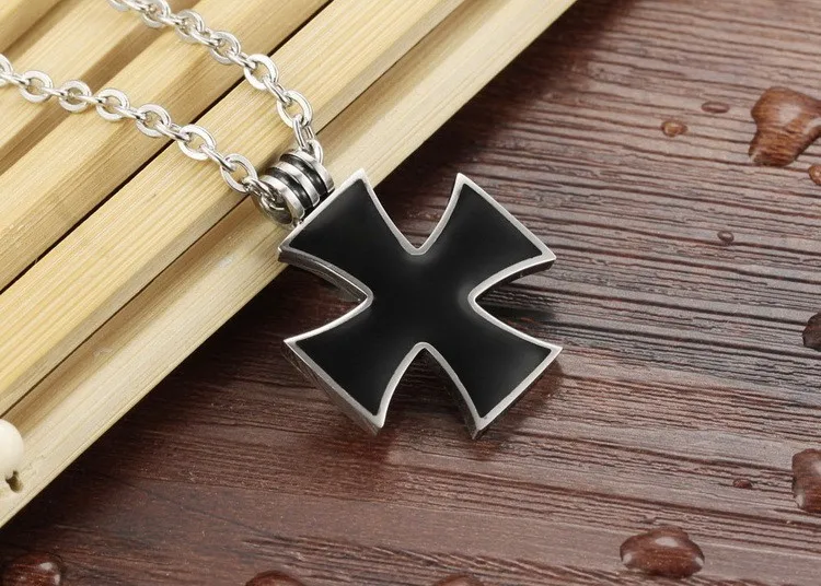 Металлическая подвеска Swastika ожерелье из черной нержавеющей стали Железный крест