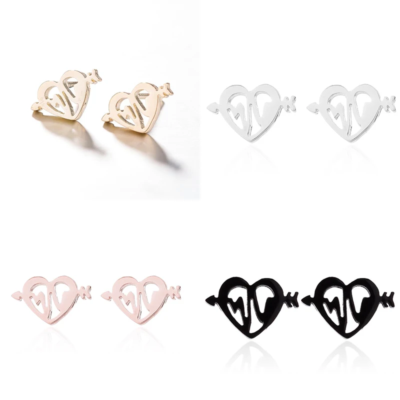 Yiustar New Arrival Romantic Earings for Girls Kids 304 Stainless Steel Stud Earrings Cute Tiny Love Earrings Jewelry Kids Gifts