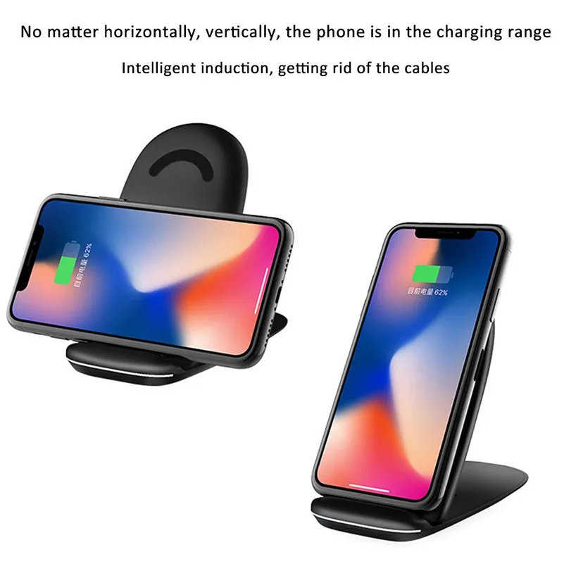 Беспроводное зарядное устройство Qi 10 Вт для iPhone X 8 Plus Samsung S8 S9 S7 S6 Edge регулируемая