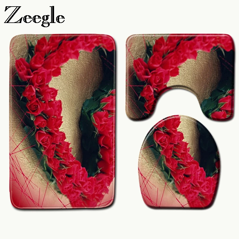 Zeegle 3 шт. Ванная комната Комплект ковриков для фланелевый банный Коврик