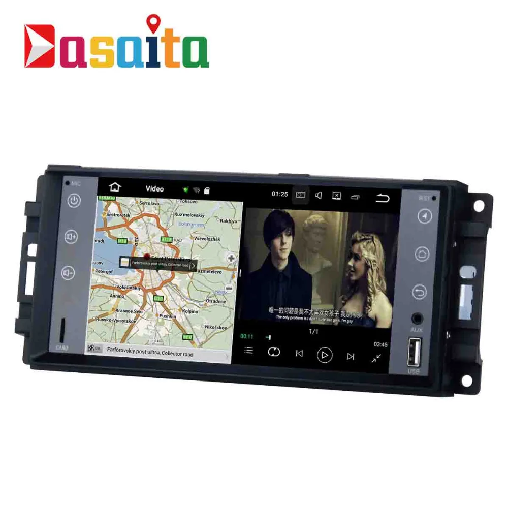 Dasaita 7 &quotAndroid 8 1 Автомобильный gps плеер Navi для Jeep Chrysler Dodge с 2G + 16G четырехъядерным