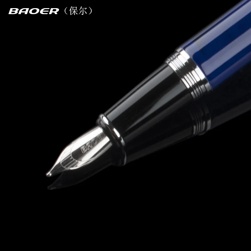 Роскошные подарочные ручки Baoer 517 набор гладких синих металлических перьевых