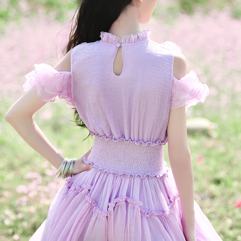 Женское длинное шифоновое платье Boshow фиолетовое богемное Белое Платье макси с