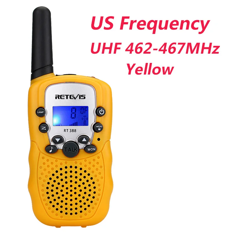 US Yellow 1 шт. мини-рация, детское радио Retevis RT388 0,5 Вт UHF 462-467 МГц, американское Портативное двухстороннее радио J7027 - Цвет: US Yellow