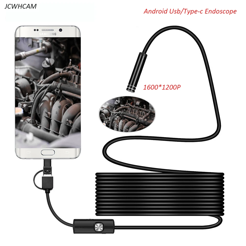 Android эндоскоп камера 8 мм объектив Полужесткий провод USB/Type-C телефон Windows PC