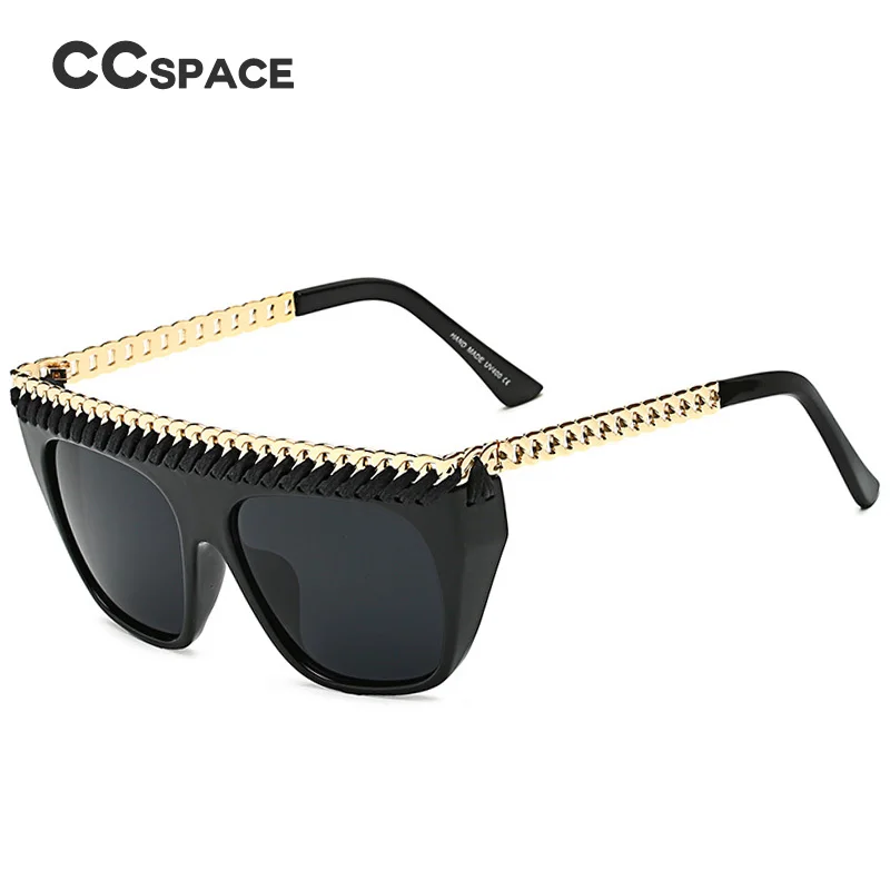 Ccspace металлической цепью Стиль Винтаж бренд Для женщин Солнцезащитные очки для