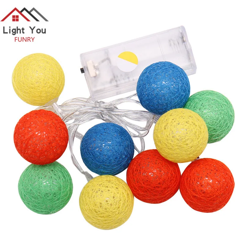 Цветной хлопковый шар Декоративная гирлянда Рождество свадьба цветная с