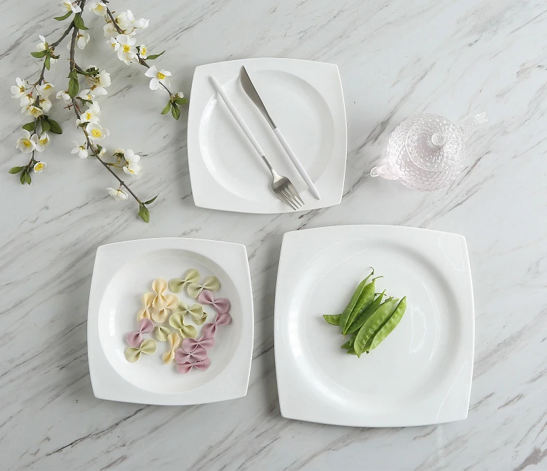 9 дюймов костяной фарфор хрустальный поднос для ужина обеденные тарелки белая