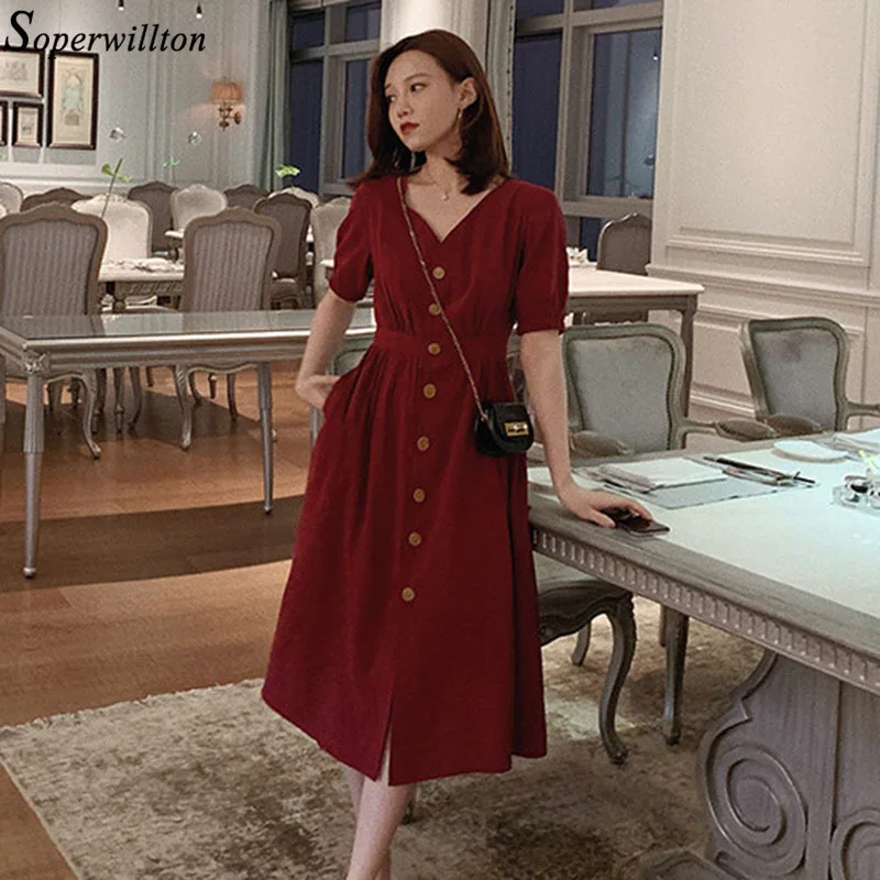 Vestidos Mujer женское летнее платье винтажное 2021 с коротким рукавом v образным вырезом