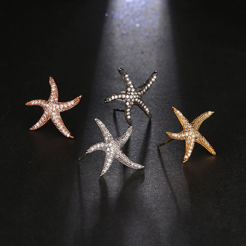 Серьги гвоздики EMMAYA симметричные женские уникальный дизайн с изображением звезд