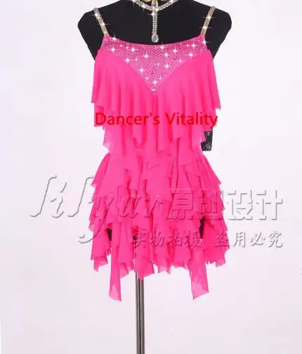 Just the dress Индивидуальный заказ Новые женские профессиональные костюмы для взрослых латинские танцевальные платья без рукавов алмазные сексуальные платья+ юбка для латинских танцев - Цвет: Just the dress