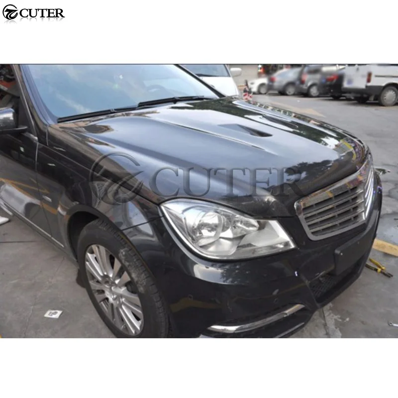 W204 C200 C300 оригинальные стильные капоты двигателя из углеродного волокна