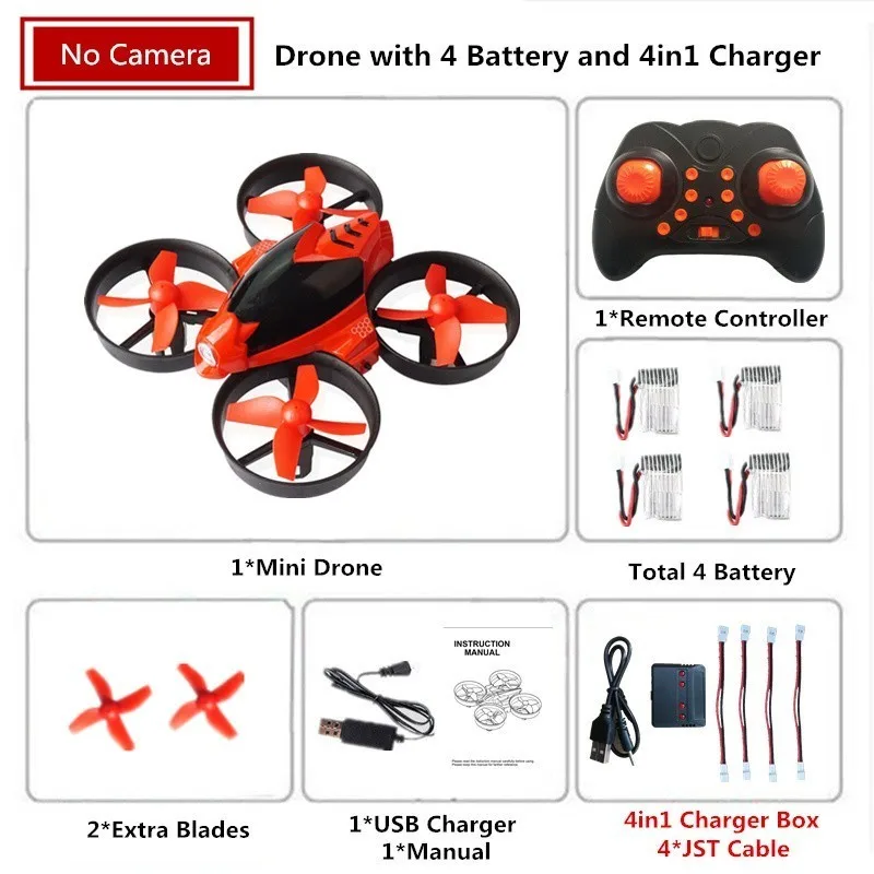 Мини-Дрон с 0.3MP Wi-Fi Камера RC вертолет 6-осевой гироскоп 2,4 ГГц Безголовый режим Высокий режим ожидания Квадрокоптер VS H36 E010 игрушки - Цвет: B2 4in1