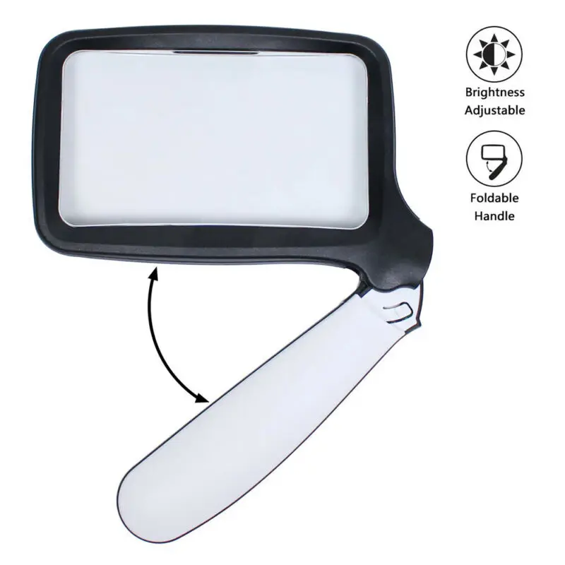 

Folding Handheld Magnifying Glass with 5 LED Light - Portable Rectangle