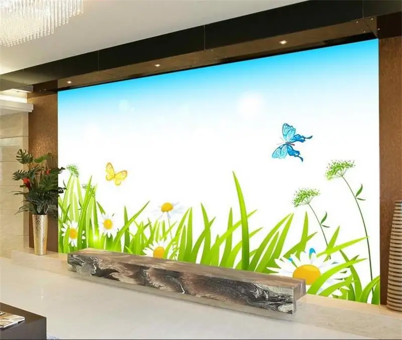 3d wallpaper custom kids room mural non-woven wall sticker butterfly grass painting photo murals for walls | Обустройство дома