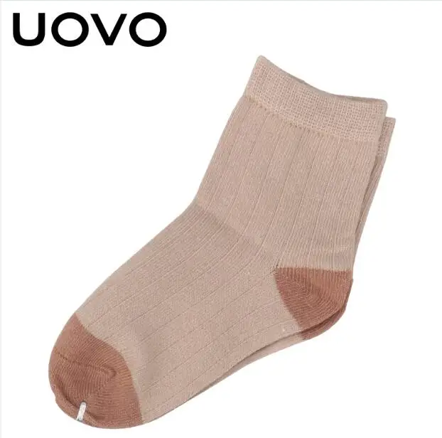 Beige UOVO/5 пара/лот, детские носки, Осенние хлопковые носки детские гетры на возраст от 6 до 12 лет - Цвет: Beige