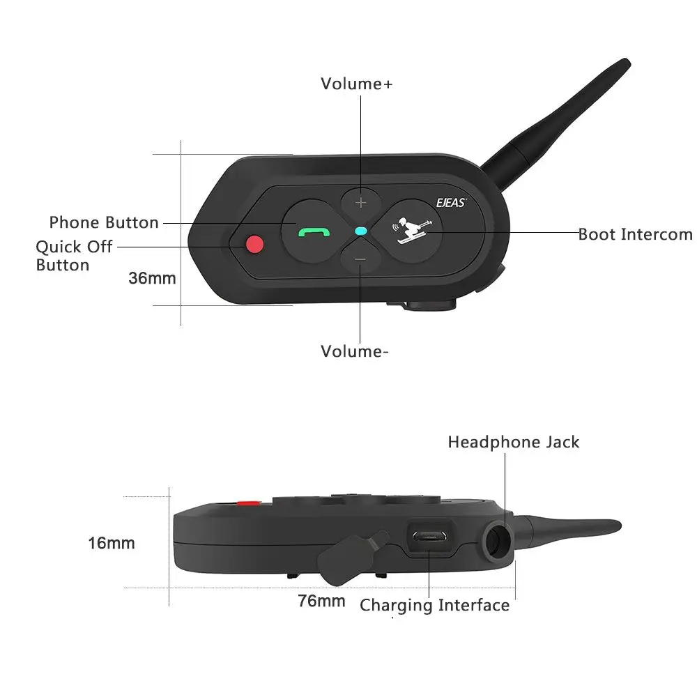 EJEAS SKI10 1200 м Bluetooth горнолыжный шлем гарнитура для внутренней телефонной связи с