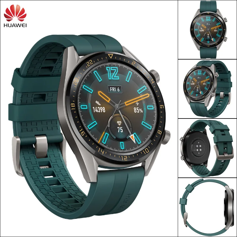 Active Green Huawei Watch GT Смарт часы Поддержка gps NFC 14 дней Срок службы батареи 5 атм водонепроницаемый телефонный Звонок трекер сердечного ритма для Android iOS - Цвет: Active Green