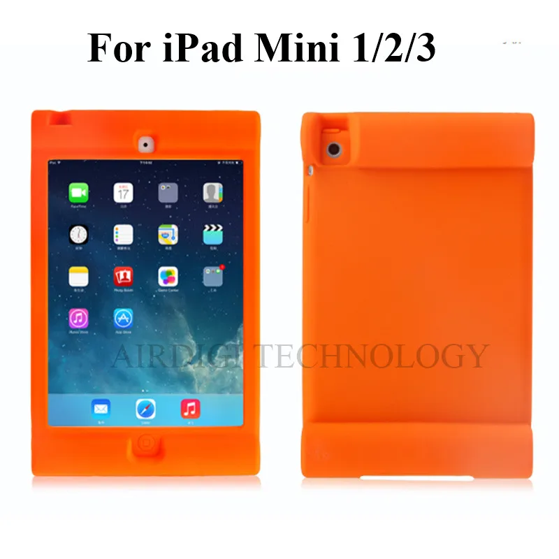 Для iPad Mini 1/2/3 retina дети Безопасный защитный противоударный чехол из резины с силиконовый чехол Стенд Cover w/с откидной ножкой-опорой - Цвет: NO Kickstand