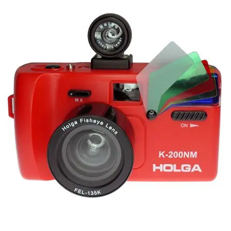 Holga K200NM/FEL/FV + объектив рыбий глаз FEL 135K & finder Set Lomo K 200NM Film Camera Red|camera mask|camera lenses minoltacamera