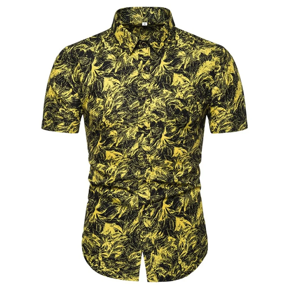 Camicia Uomo, летняя Гавайская Мужская рубашка, повседневная, Camisa Masculina, с принтом, модный Пляжный топ с коротким рукавом, рубашка, горячая Распродажа размера плюс