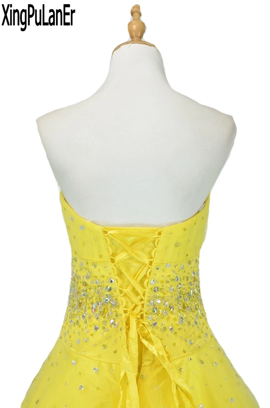 Вечернее платье линии Милая рукавов кружева на спине бисером желтый розовый из