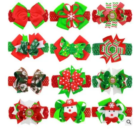 2017 новый Рождество Новый Ребенок Цветочные Печатный Топ Узел Повязка для Волос