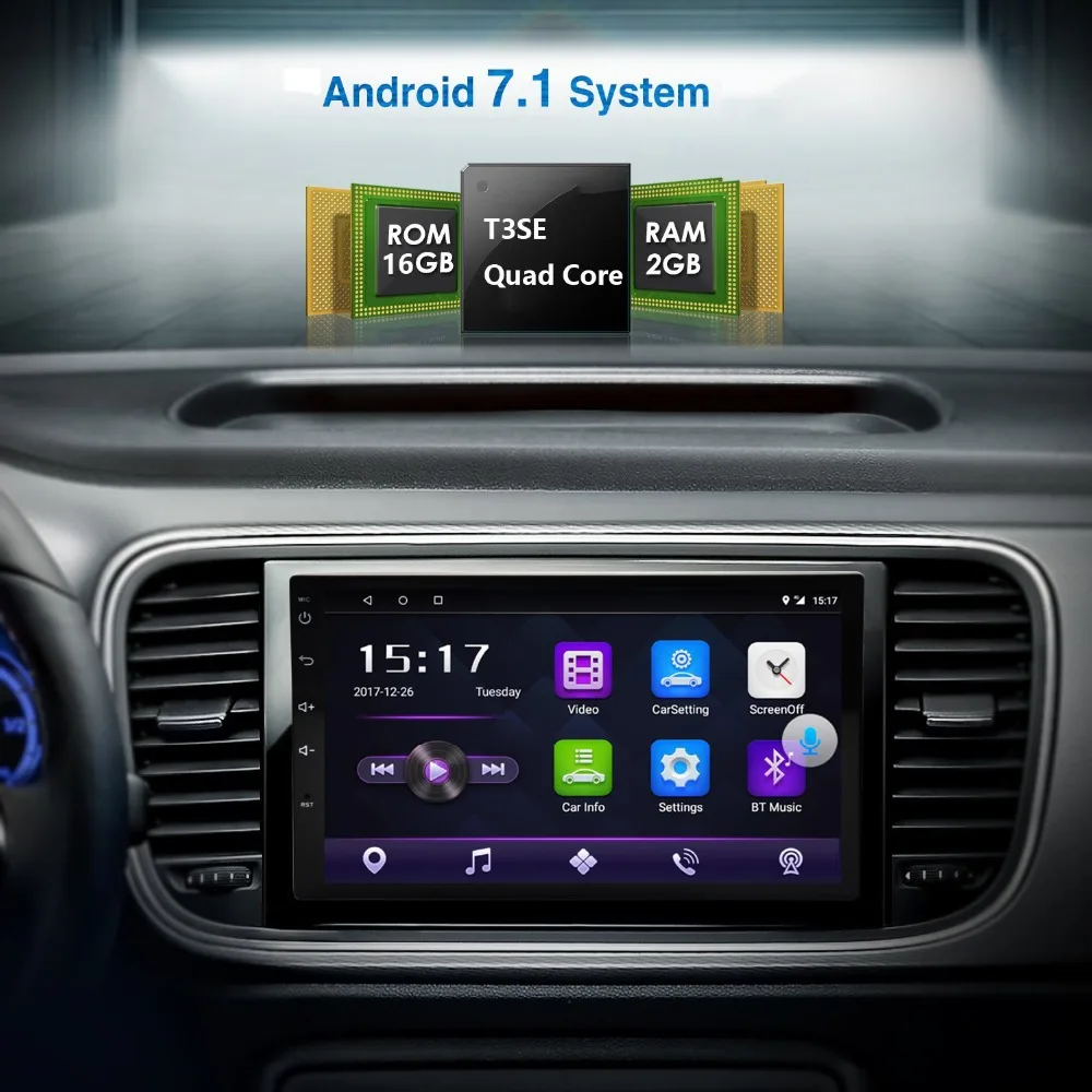 Автомобильный мультимедийный плеер Android 7 1 2 Din радио GPS для Toyota Honda Nissan современный