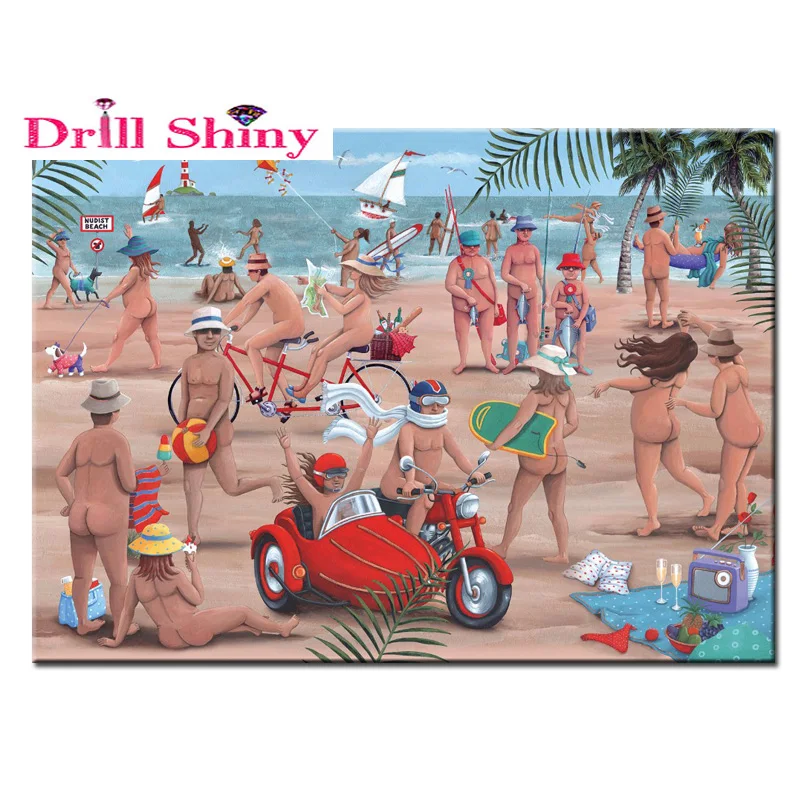 

Приморский голый пейзаж для мужчин и женщин, домашнее украшение, инкрустированные бусинами, вышивка крестом, полная Алмазная вышивка, 5D, сделай сам, алмаз