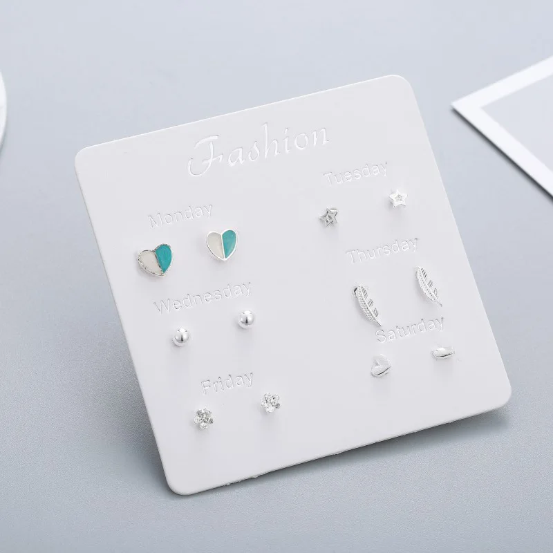 6 Пары/компл. эмалированные серьги гвоздики в форме сердца модные милые красивые