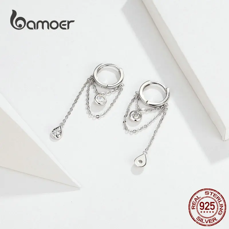 Женские серьги подвески bamoer круглые геометрические в форме капли из