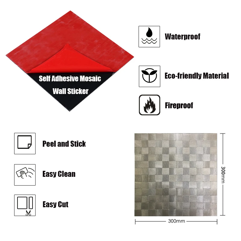 Оптовая продажа 12 &quotx 12&quot пилинг и палка мозаичная плитка металлический задний