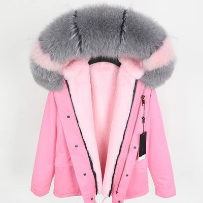 OFTBUY,, парка, натуральный мех, пальто, зимняя куртка для женщин, натуральный Лисий мех, воротник, теплый, Свободный, черный, искусственный мех, подкладка, длинное пальто, отстегивается