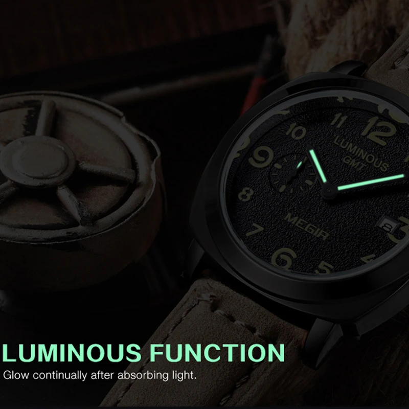 Megir матовая кожа мужчины Роскошные военные Кварцевые Tag мужские часы лучший бренд